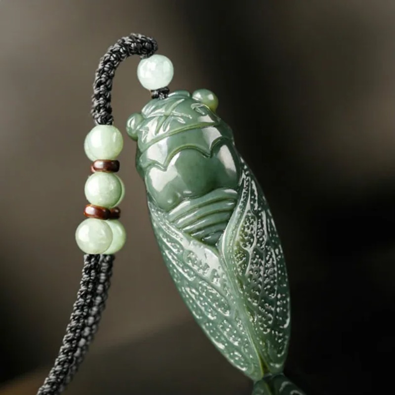Men Accessories Gift - Natural Hetian Jade Cicada Pendant Beads