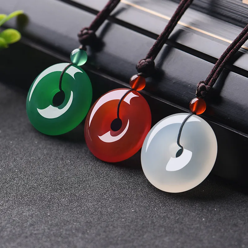 Men Accessories Gift - Natural Multicolor Jade Doughnut Pendant Agate