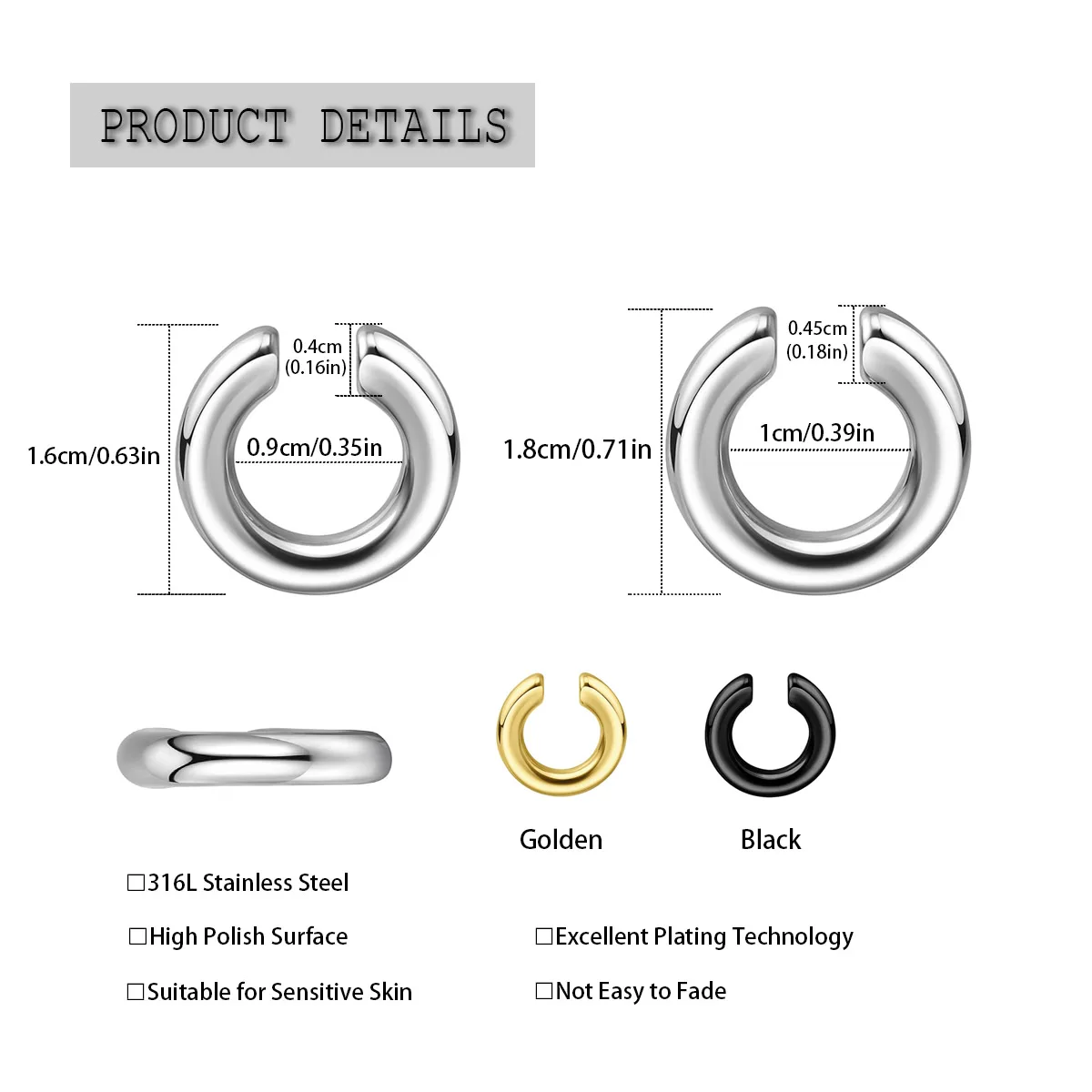 1pc Exaggerated C-Shaped Non-P - Men Accessories Ring review and price