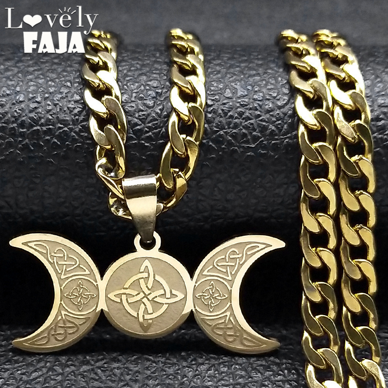 Wicca Triple Moon Crescent God - Men Accessories Aesthetic review and price